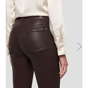 NWT 7 For All Mankind JEN 7 Ankle Skinny Brown Coated Leather Look Jeans Size 18
